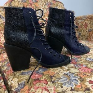 Peep toe ankle booties